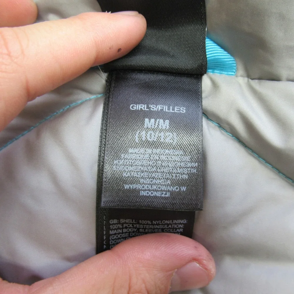 North Face Down Jacket Girls Medium 10/12 Blue Light Quilted‎ Puffer Aconcagua